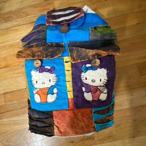 Festival Patchwork burlap Kantha bohemian Sustainable knapsack Large - Picture 8 of 8